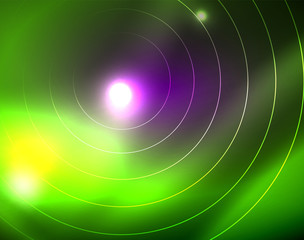 Neon circles abstract background