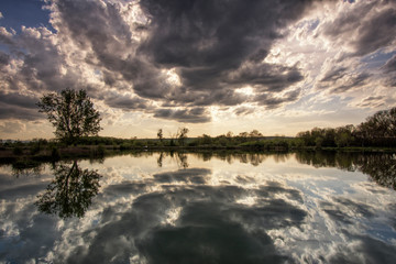 Reflections on the lake water.