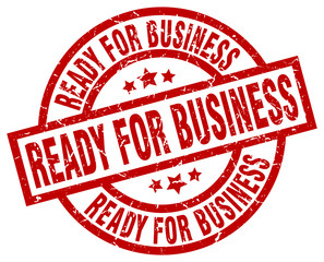 ready for business round red grunge stamp