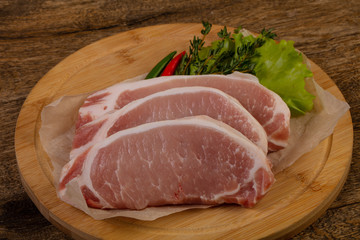Raw pork steak