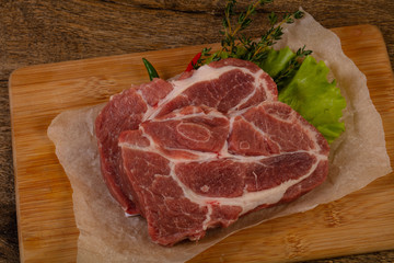 Raw pork steak
