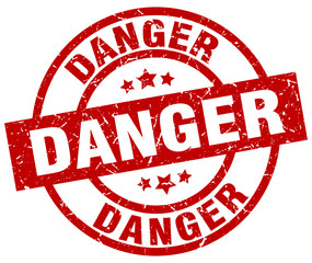 danger round red grunge stamp