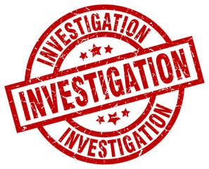 investigation round red grunge stamp