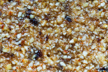 Crushed nuts mixed with fresh  dates