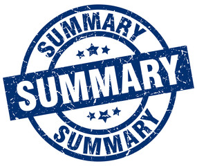 summary blue round grunge stamp