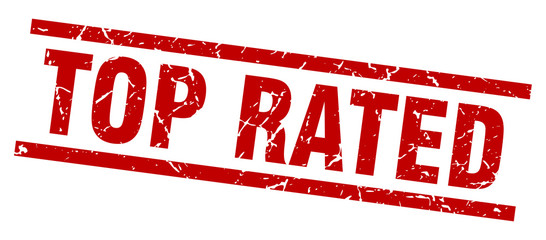 square grunge red top rated stamp