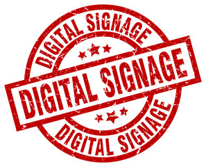 digital signage round red grunge stamp