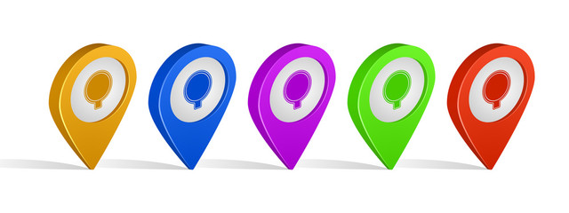 Multi color 3d pins of search sign icon