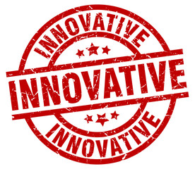 innovative round red grunge stamp