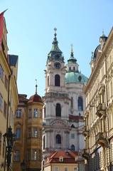 Naklejka na ściany i meble Mostecka Street with St. Nicholas Church