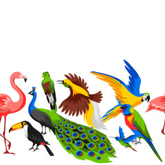 Obraz na płótnie Canvas Seamless pattern with tropical exotic birds.