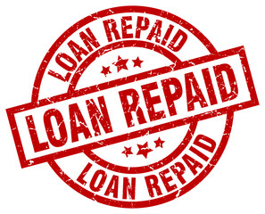loan repaid round red grunge stamp