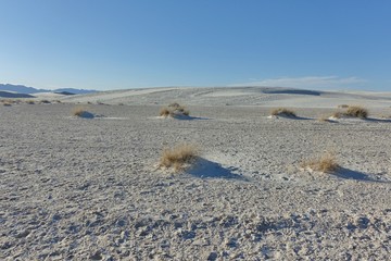 View of the White Sands National Monument with its gypsum sand dunes in the northern Chihuahuan Desert in New Mexico, United States