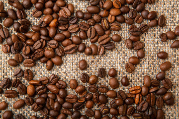 Canvas and Coffee Beans Vertical Photo Background.