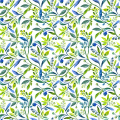 Abstract decorative seamless watercolor floral pattern.	