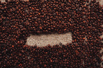 Canvas and Coffee Beans Vertical Photo Background, place for your brand