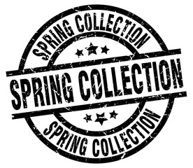 spring collection round grunge black stamp