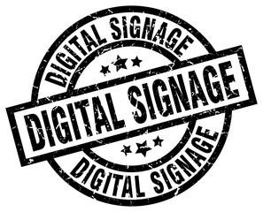 digital signage round grunge black stamp