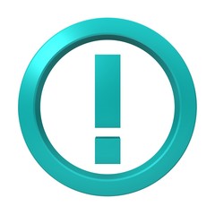 exclamation mark sign warning symbol exclamation point advice icon turquoise 3d rendering isolated on white