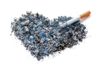 Tobacco ash in the form of a stylized heart.