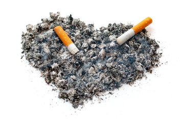 Tobacco ash in the form of a stylized heart.