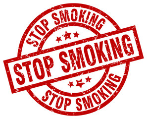 stop smoking round red grunge stamp