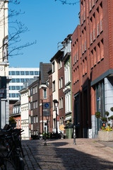 Fototapeta na wymiar Downtown shopping street in historical Aachen Germany