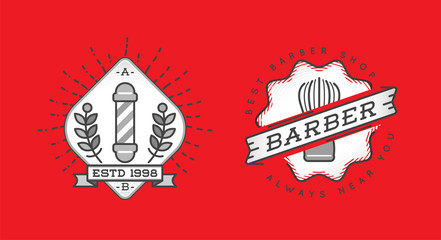 Set of Barber Shop Logo Design. Vintage Label Badge Emblem. Vector Illustration.