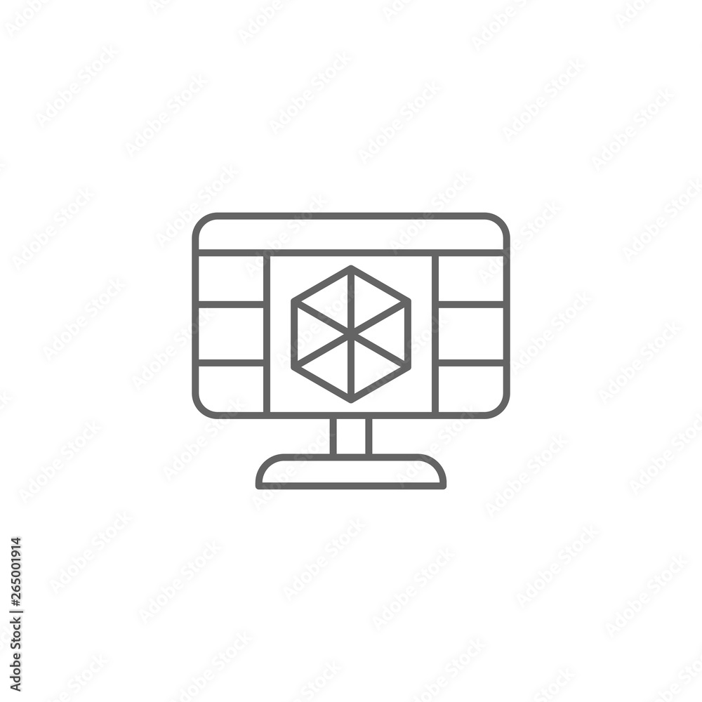 Poster 3d programming icon. element of 3d printing icon. thin line icon for website design and development,