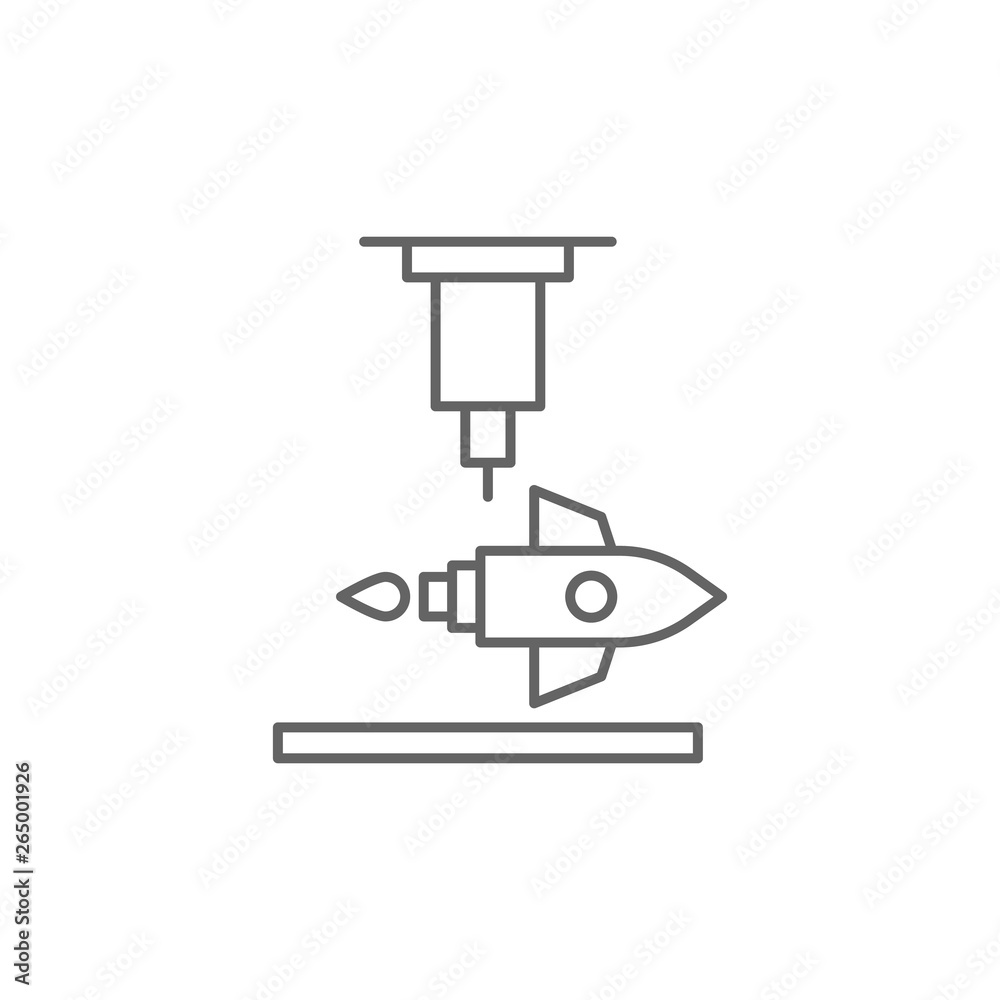 Poster 3d rocket icon. element of 3d printing icon. thin line icon for website design and development, app 