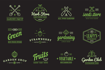 Vector Garden and Farm Elements and Fruits or Vegetables Icons Illustration can be used as Logo or Icon in premium quality