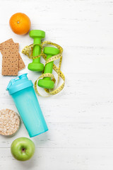 Fitness and healthy food concept