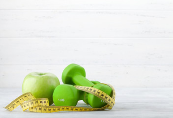 Fitness and healthy food concept