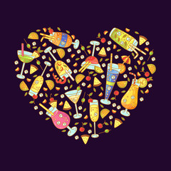 Cocktails drinks doodle 