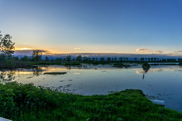 Lake of Racconigi, near Turin, at blue hour