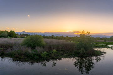 Lake of Racconigi, near Turin, at golden hour