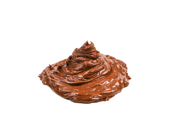 Chocolate cream isolated on white background.