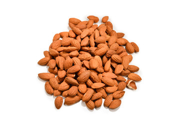 Almonds isolated on white background.