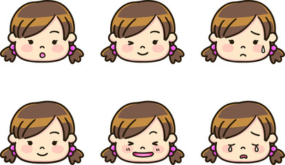 Girl with a twin-tail expressions set