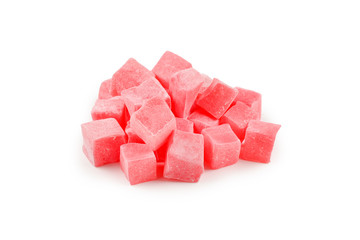 Sweet turkish delight isolated on white background.