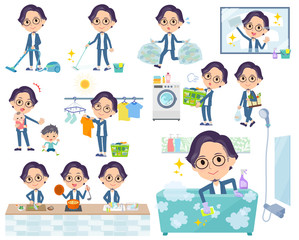 blue suit Glasses man_housekeeping