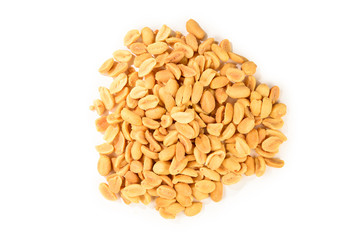Salted peanut isolated on white background.