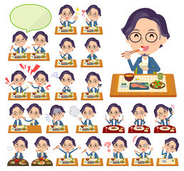 blue suit Glasses man_Meal