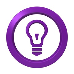 ideas light bulb sign innovation symbol inspiration icon purple 3d rendering isolated on white background