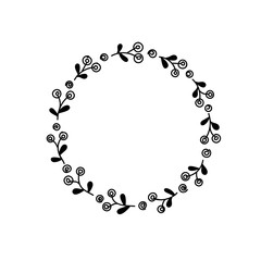 Naklejka premium frame wreath made of abstract flowers and spirals with copy space