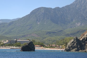 Fototapeta premium Big rock close-up in the Mediterranean Sea.