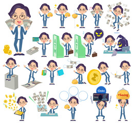 blue suit Glasses man_money