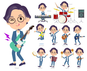 blue suit Glasses man_pop music