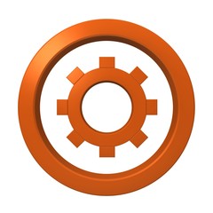 gear sign cog wheel symbol work development progress icon set orange 3d render graphic isolated on white