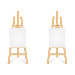 Vector set of wooden brown black and white sienna easels. Vector